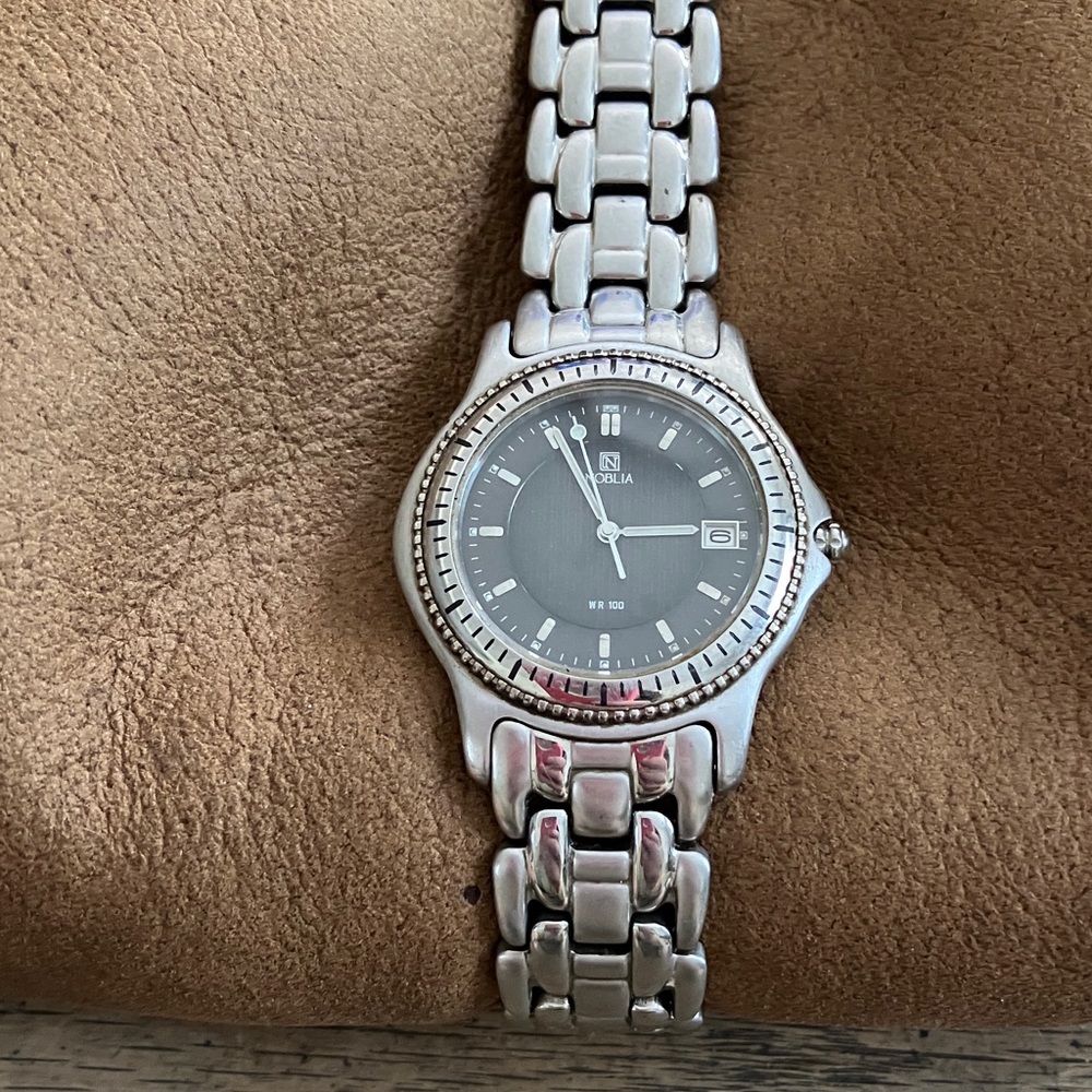Noblia Stainless Steel Wristwatch with Black Dial